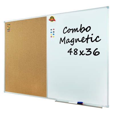Lockways Dry Erase Board & Cork Bulletin Board Combination - 48 x 36 Inch Magnetic Whiteboard & Corkboard, 4 x 3 Feet, Ultra-Slim Silver Aluminium Frame (48"x36", Sliver)