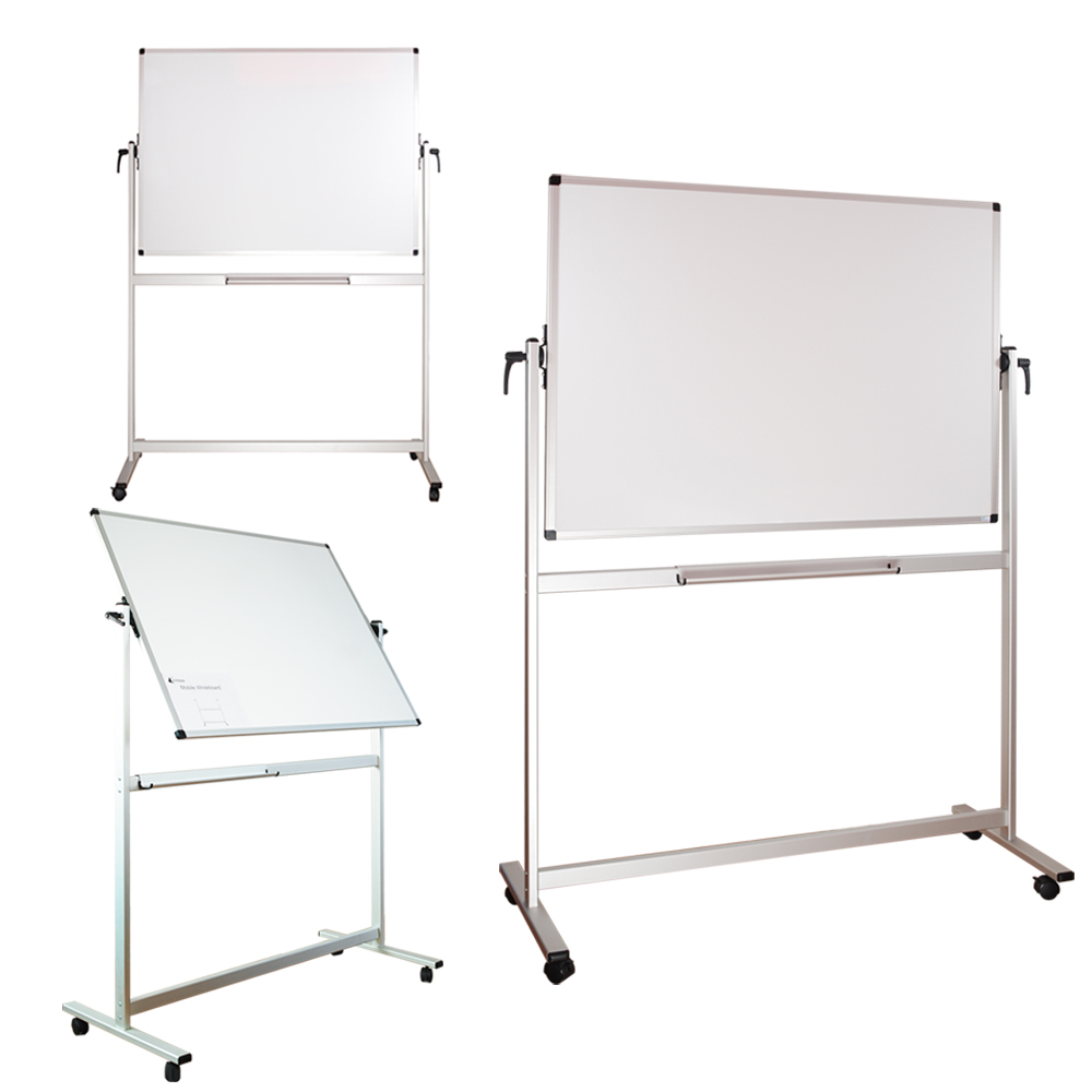 Lockways Reversible Magnetic Mobile Whiteboard - 48 x 36 Double Sided Dry Erase Whiteboard, Office Dry Erase Board 3 X 4, Anti-Scratch Aluminum Frame for Office & School
